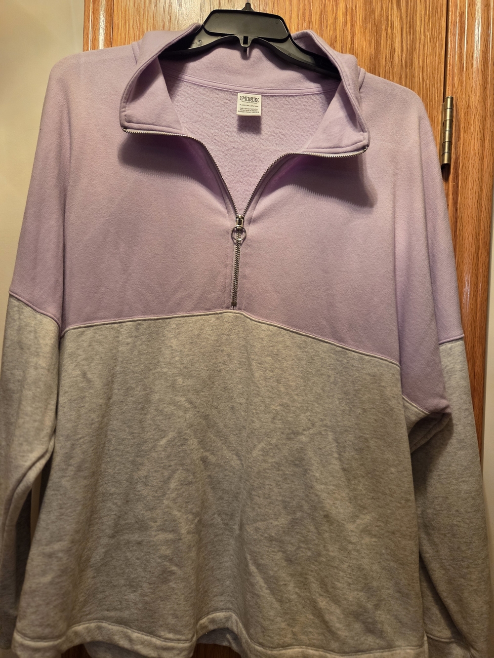 PINK Victoria's Secret Lavender and Light Gray Half-Zip Pullover